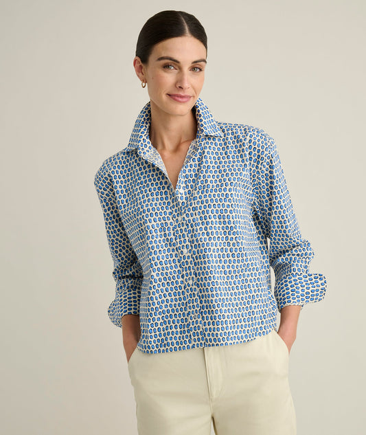 UNTUCKit Wrinkle-Free Untucked Fit Crosby Shirt White and Blue Dot