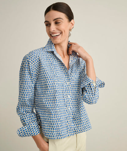 UNTUCKit Wrinkle-Free Untucked Fit Crosby Shirt White and Blue Dot