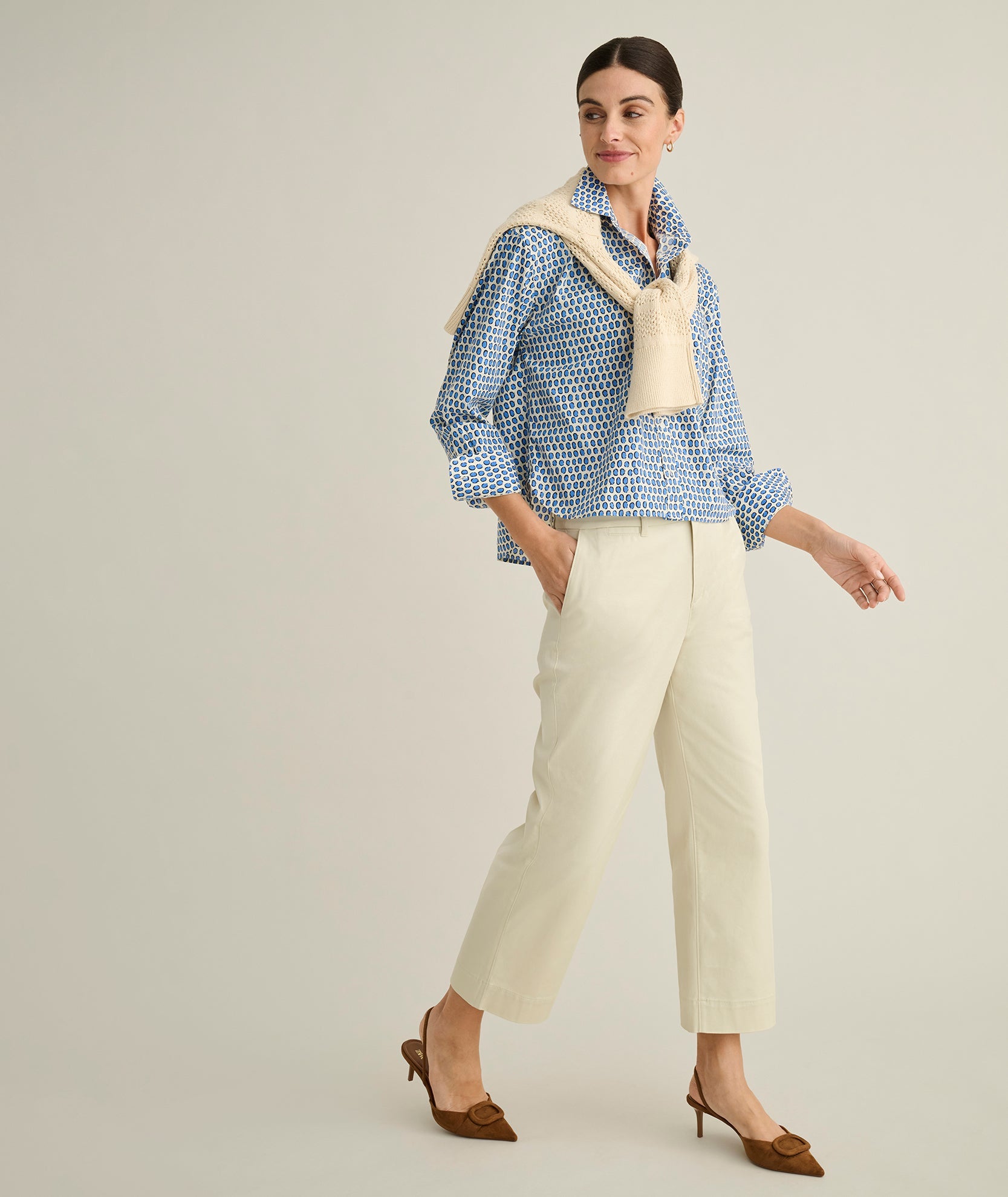 UNTUCKit Wrinkle-Free Untucked Fit Crosby Shirt White and Blue Dot