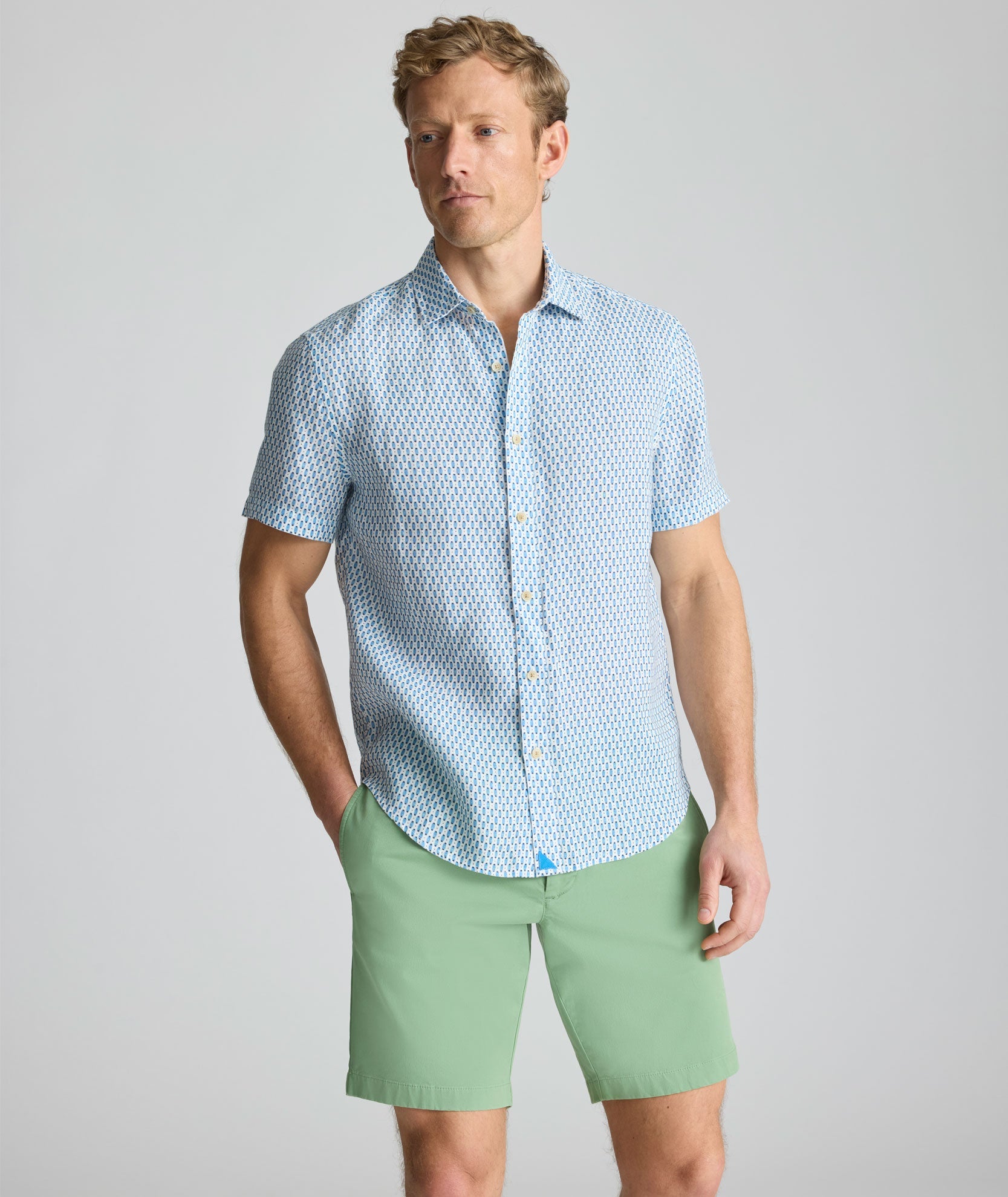 UNTUCKit Linen Short-Sleeve Redcroft Shirt Blue