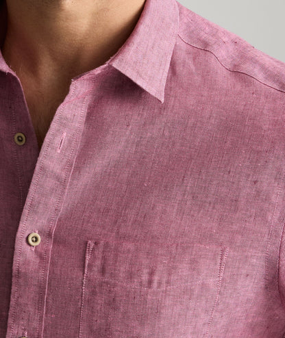 UNTUCKit Wrinkle-Resistant Linen Short-Sleeve Cameron Shirt Burgundy