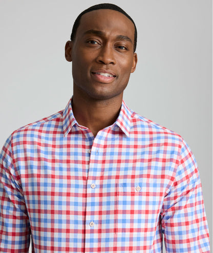 UNTUCKit Summerweight Clarkson Shirt Red & Blue Check