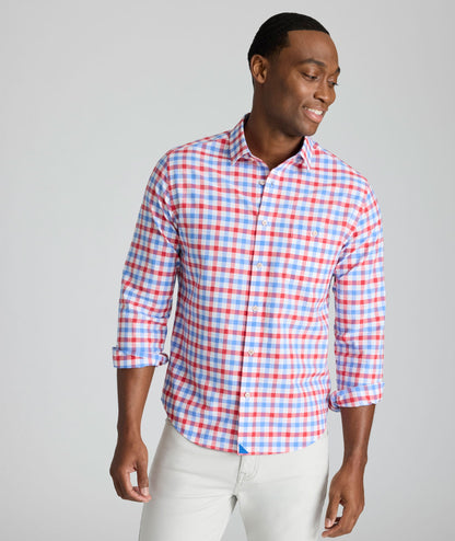 UNTUCKit Summerweight Clarkson Shirt Red & Blue Check