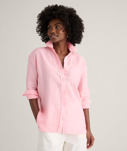 UNTUCKit Linen Relaxed Fit Melanie Shirt Pink