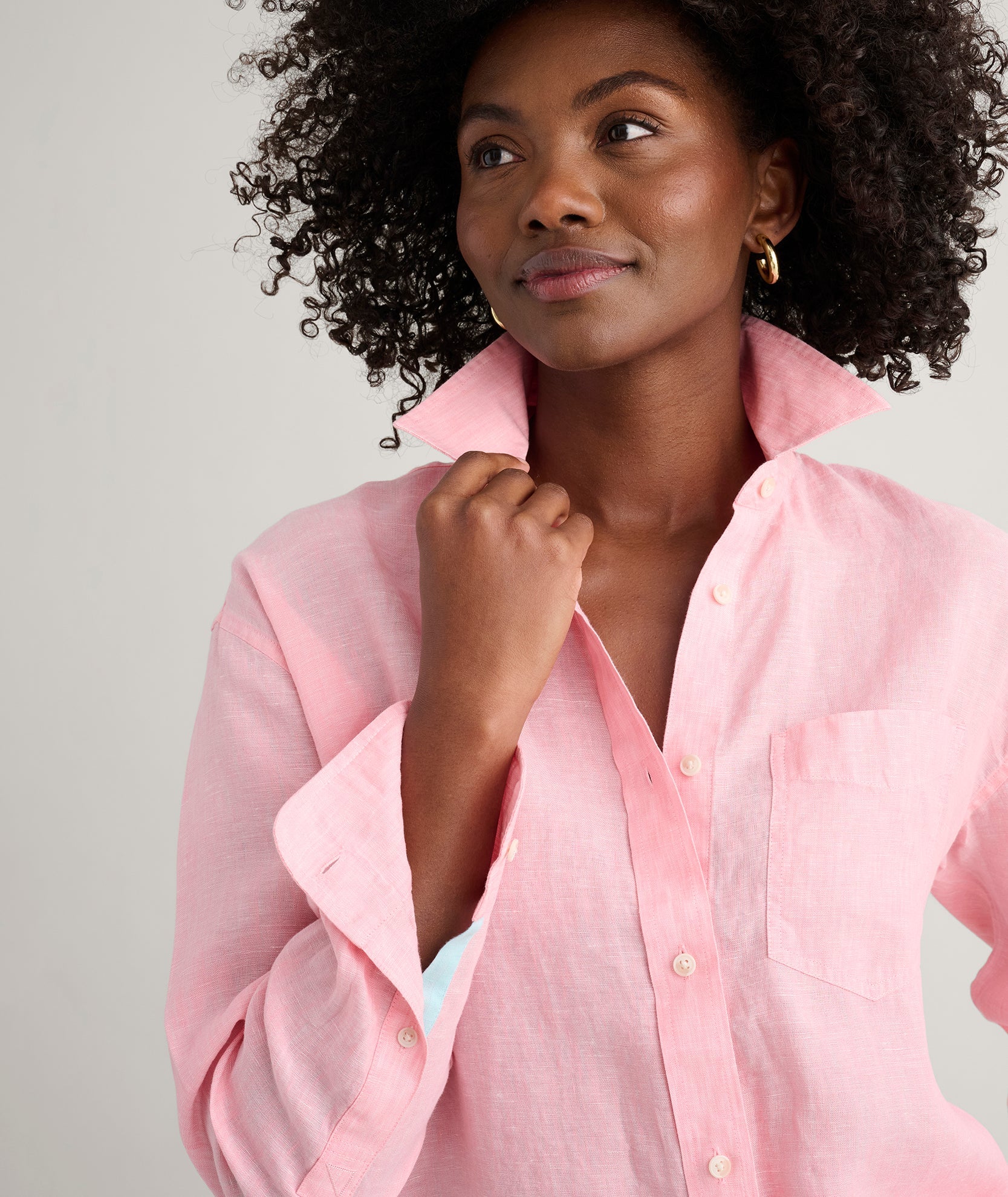 UNTUCKit Linen Relaxed Fit Melanie Shirt Pink