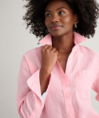 UNTUCKit Linen Relaxed Fit Melanie Shirt Pink