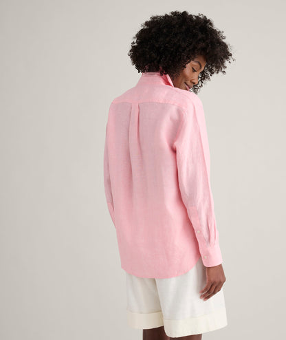 UNTUCKit Linen Relaxed Fit Melanie Shirt Pink