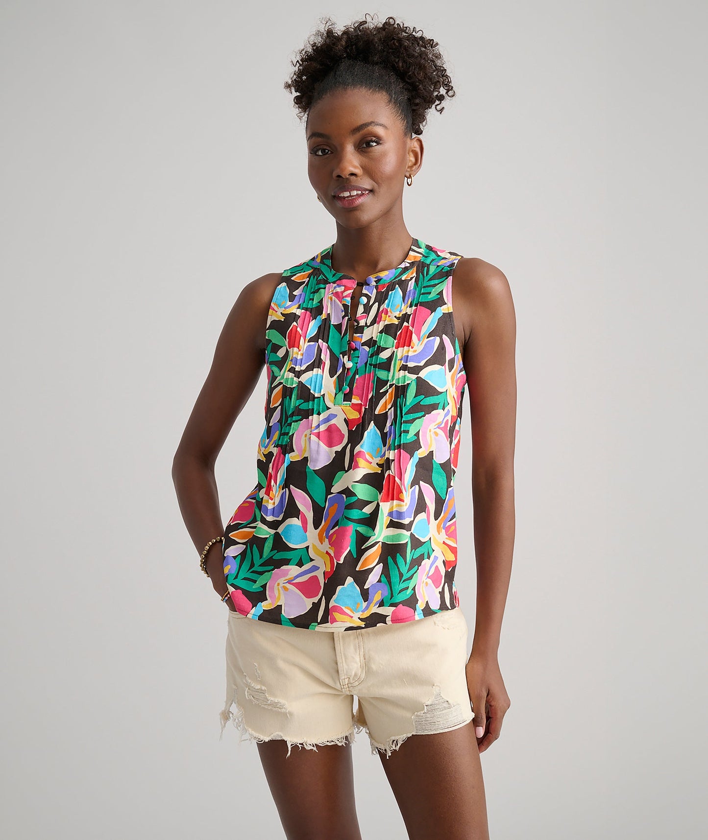 UNTUCKit Linen Blend Frida Shirt Black Jungle Print