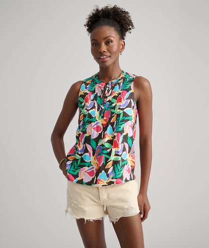 UNTUCKit Linen Blend Frida Shirt Black Jungle Print