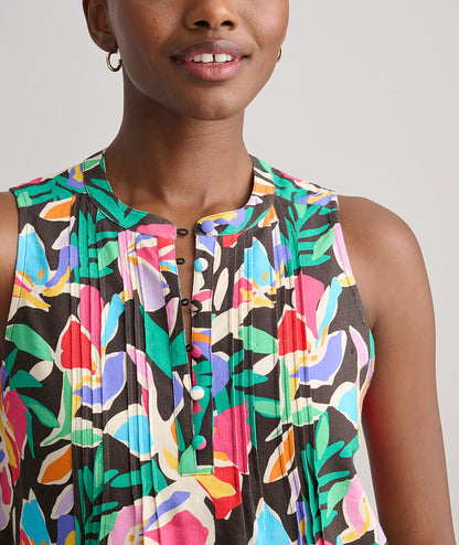 UNTUCKit Linen Blend Frida Shirt Black Jungle Print