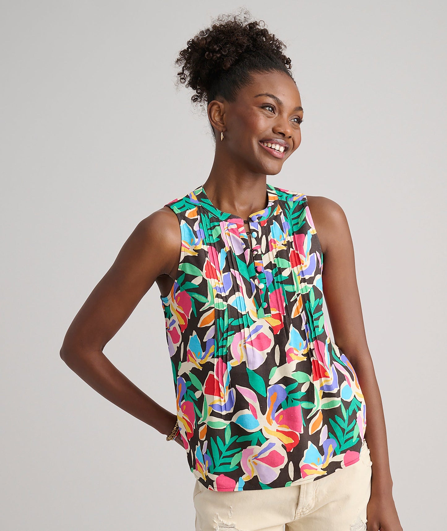 UNTUCKit Linen Blend Frida Shirt Black Jungle Print