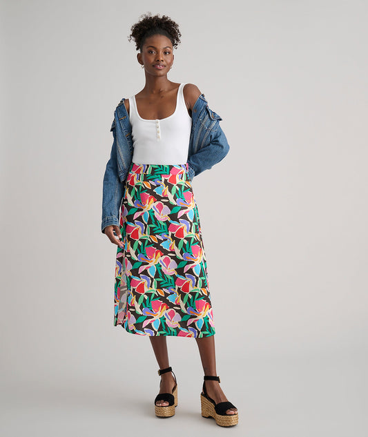UNTUCKit Linen Blend Pippa Skirt Black Jungle Print