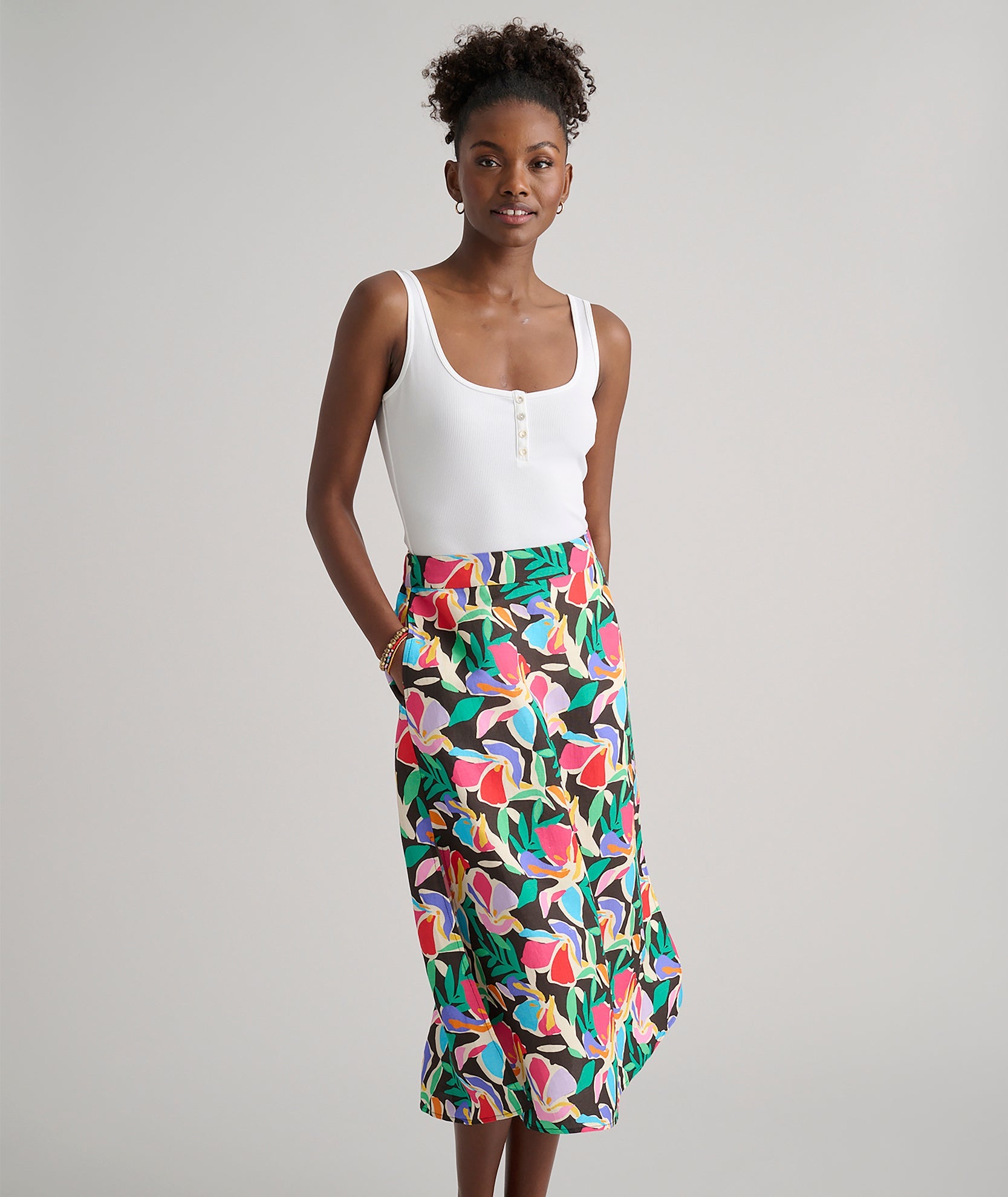 UNTUCKit Linen Blend Pippa Skirt Black Jungle Print