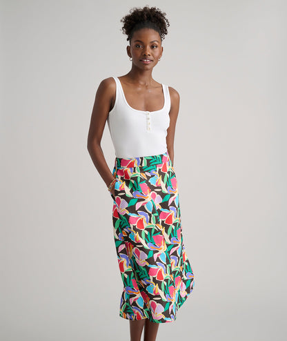 UNTUCKit Linen Blend Pippa Skirt Black Jungle Print