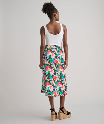 UNTUCKit Linen Blend Pippa Skirt Black Jungle Print