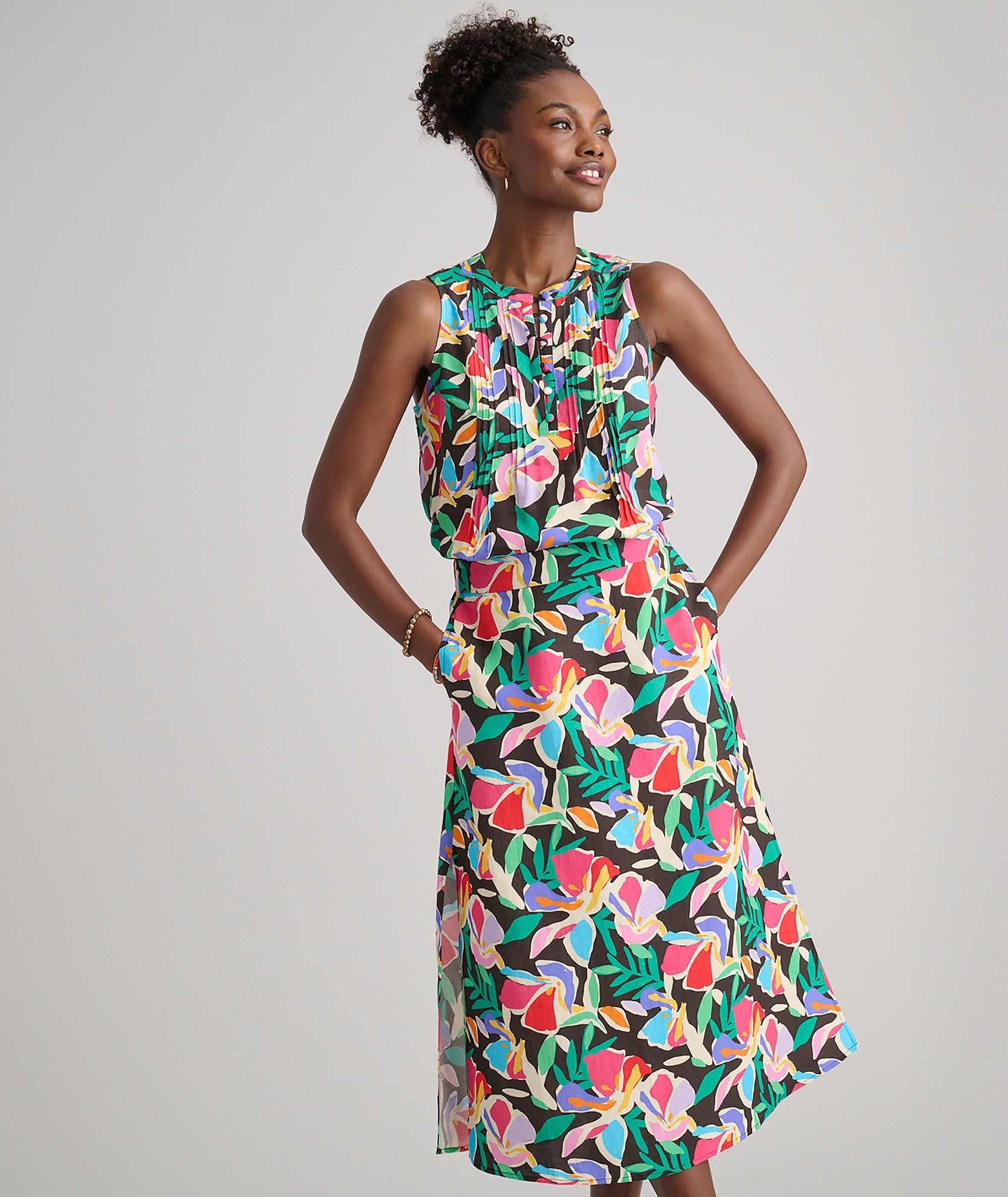 UNTUCKit Linen Blend Pippa Skirt Black Jungle Print