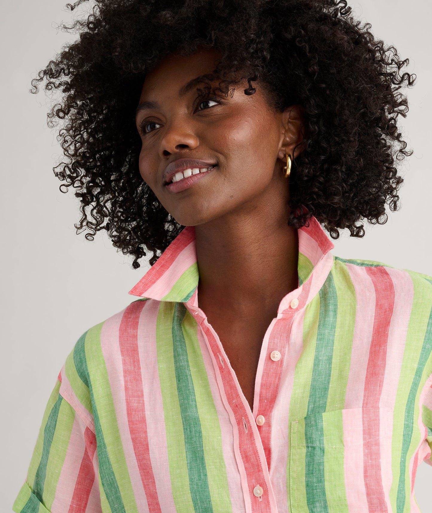 UNTUCKit Linen Short Sleeve Juno Shirt Multi Color Stripe