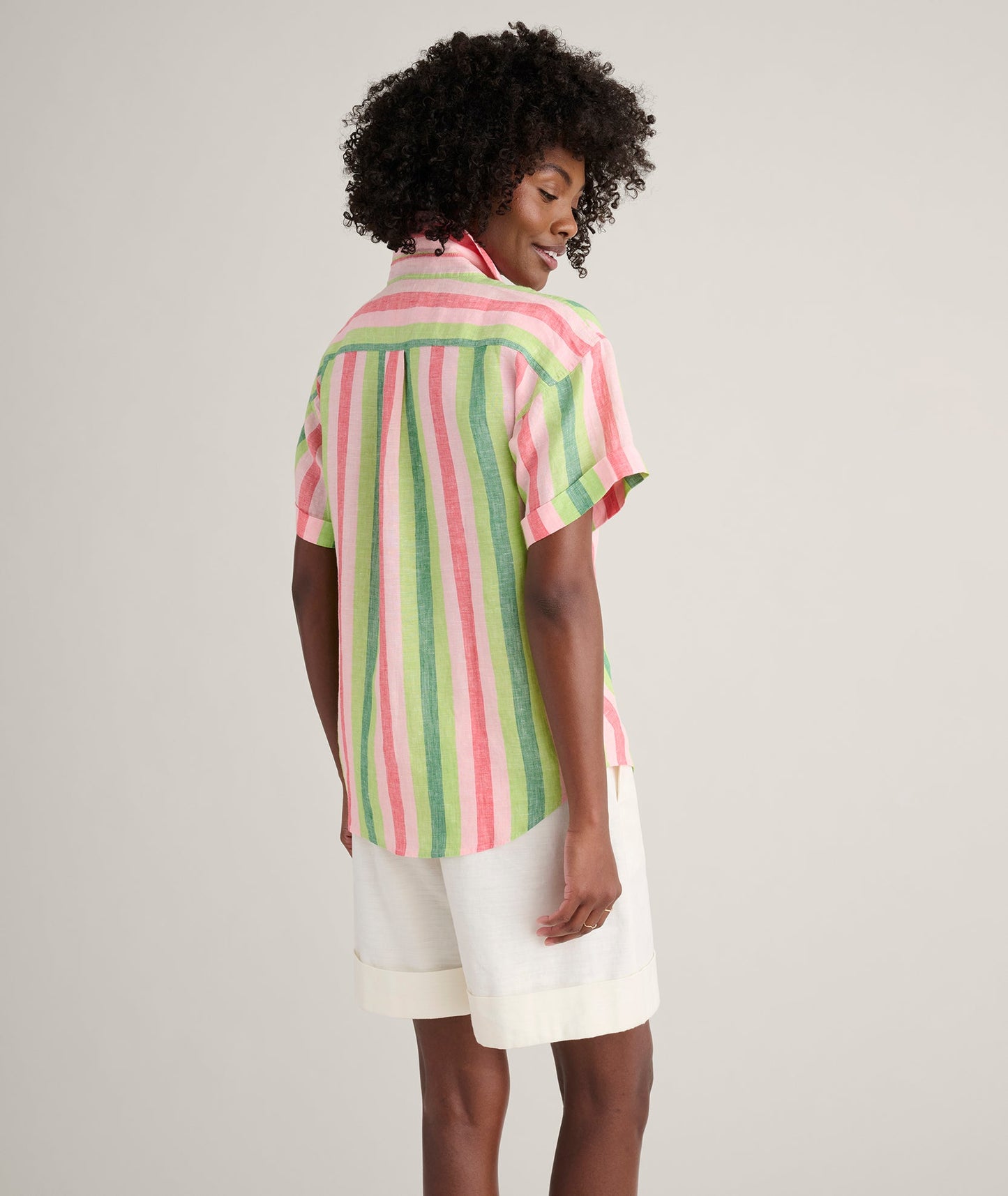 UNTUCKit Linen Short Sleeve Juno Shirt Multi Color Stripe