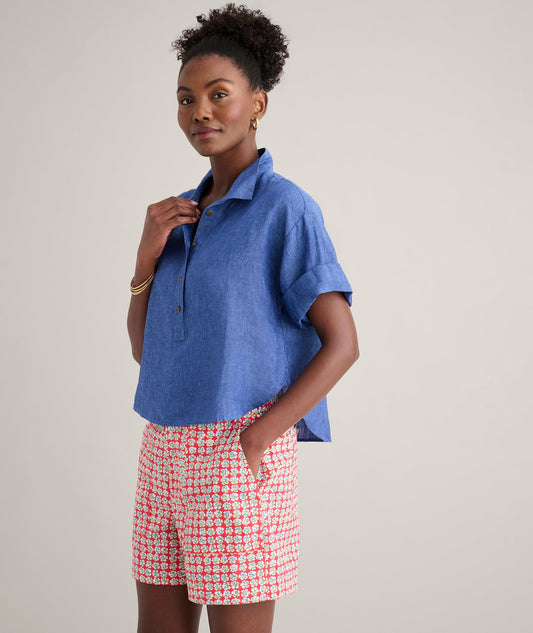 UNTUCKit Linen Popover Untucked Ivy Shirt Solid Blue