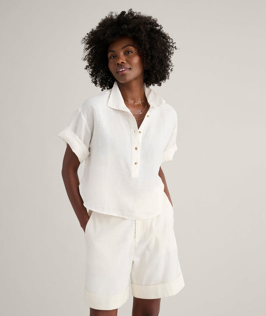 UNTUCKit Linen Popover Untucked Ivy Shirt Solid White
