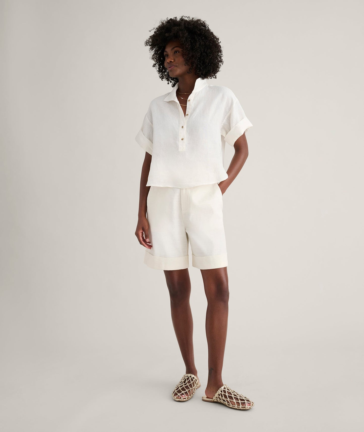UNTUCKit Linen Popover Untucked Ivy Shirt Solid White