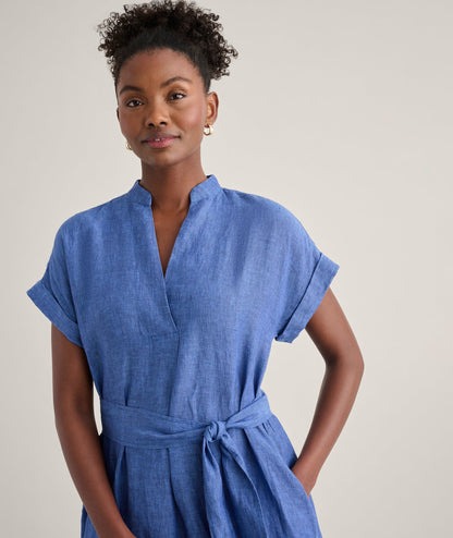 UNTUCKit Linen Francesca Dress Solid Navy