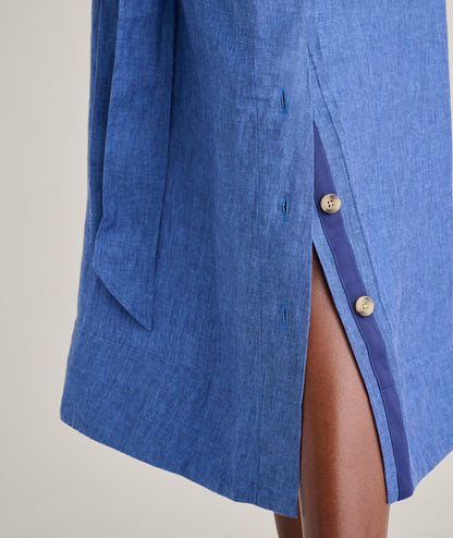 UNTUCKit Linen Francesca Dress Solid Navy