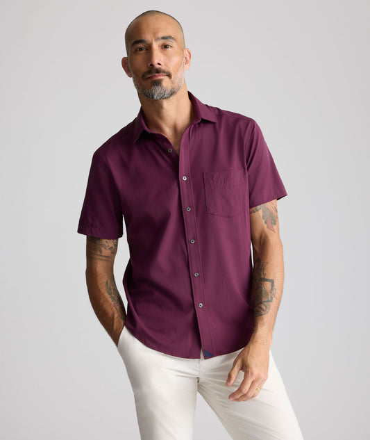 UNTUCKit Performance Short-Sleeve Gironde Shirt Burgundy
