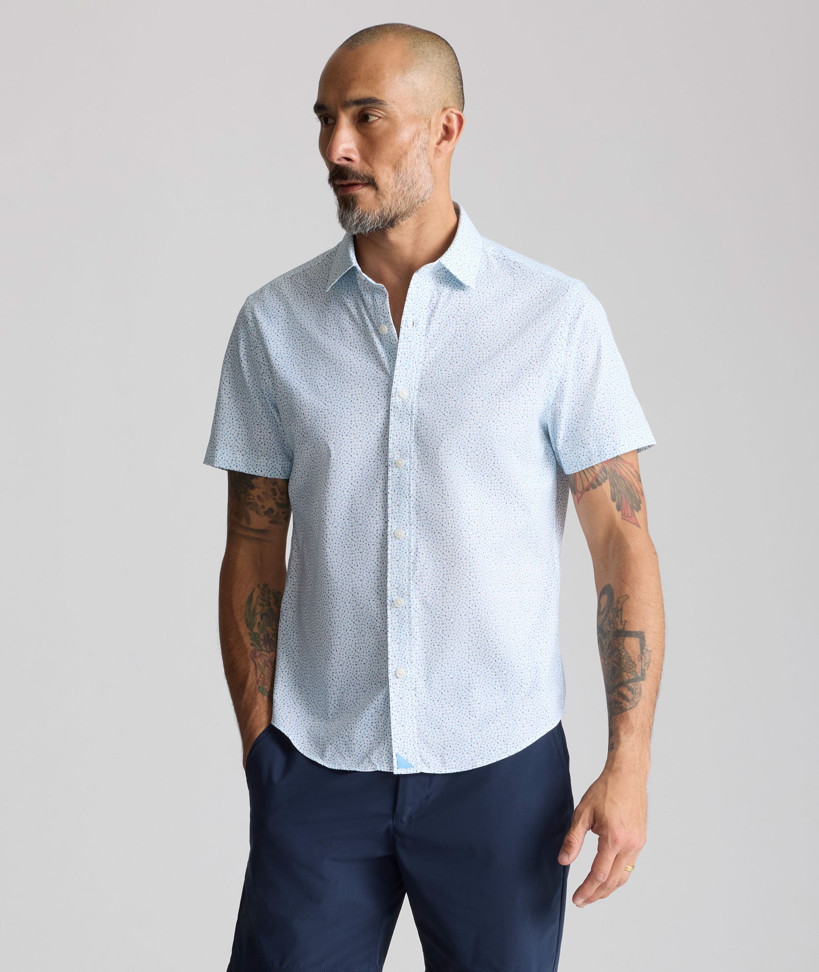 UNTUCKit Performance Short-Sleeve Brookstone Shirt Blue