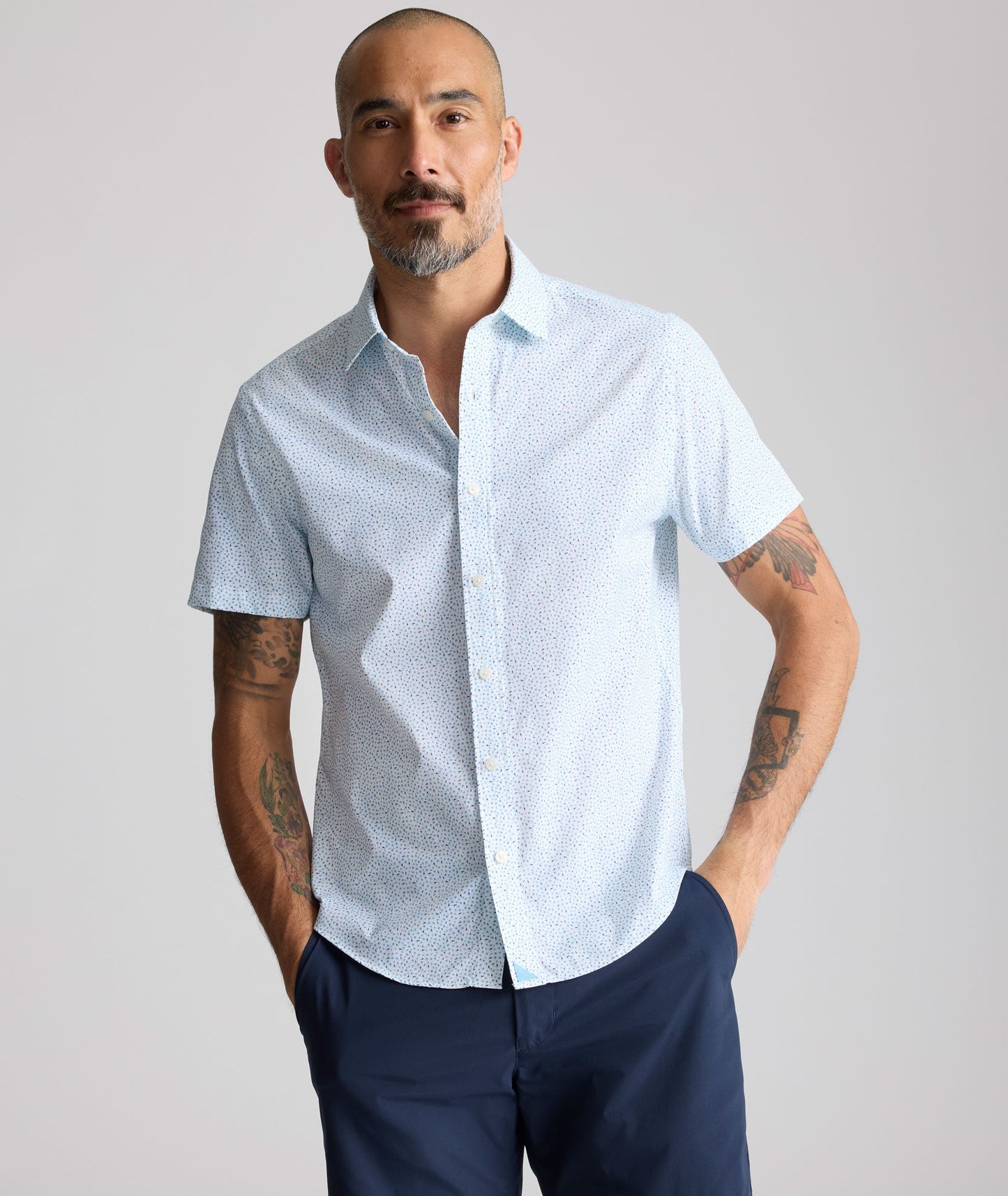 UNTUCKit Performance Short-Sleeve Brookstone Shirt Blue