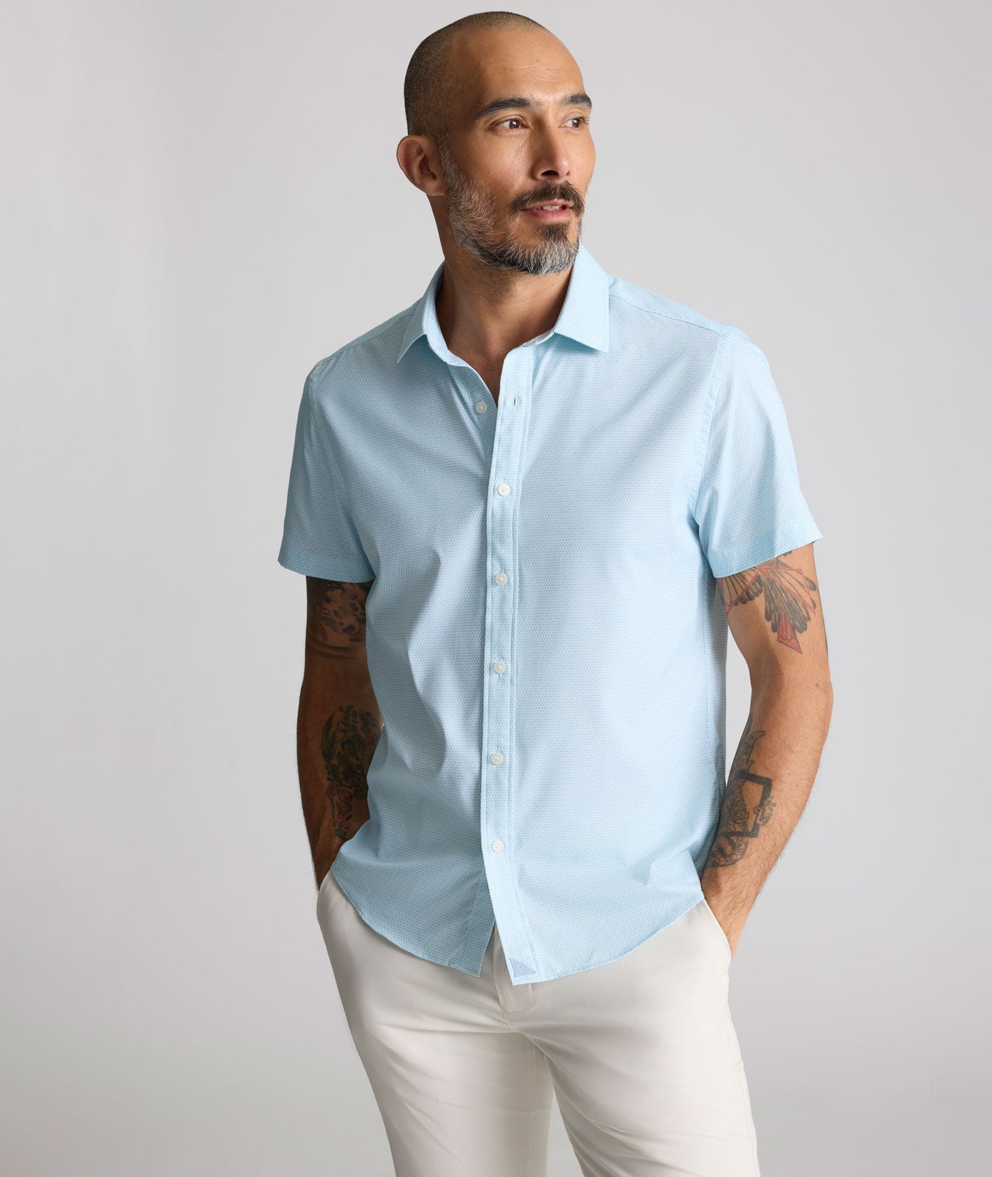 UNTUCKit Performance Short-Sleeve Lobo Shirt Light Blue