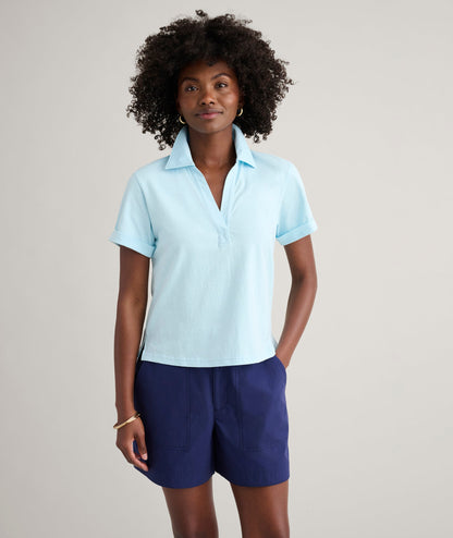 UNTUCKit Cotton Knit Shelby Polo Solid Aqua Blue
