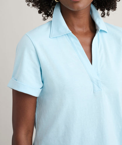 UNTUCKit Cotton Knit Shelby Polo Solid Aqua Blue