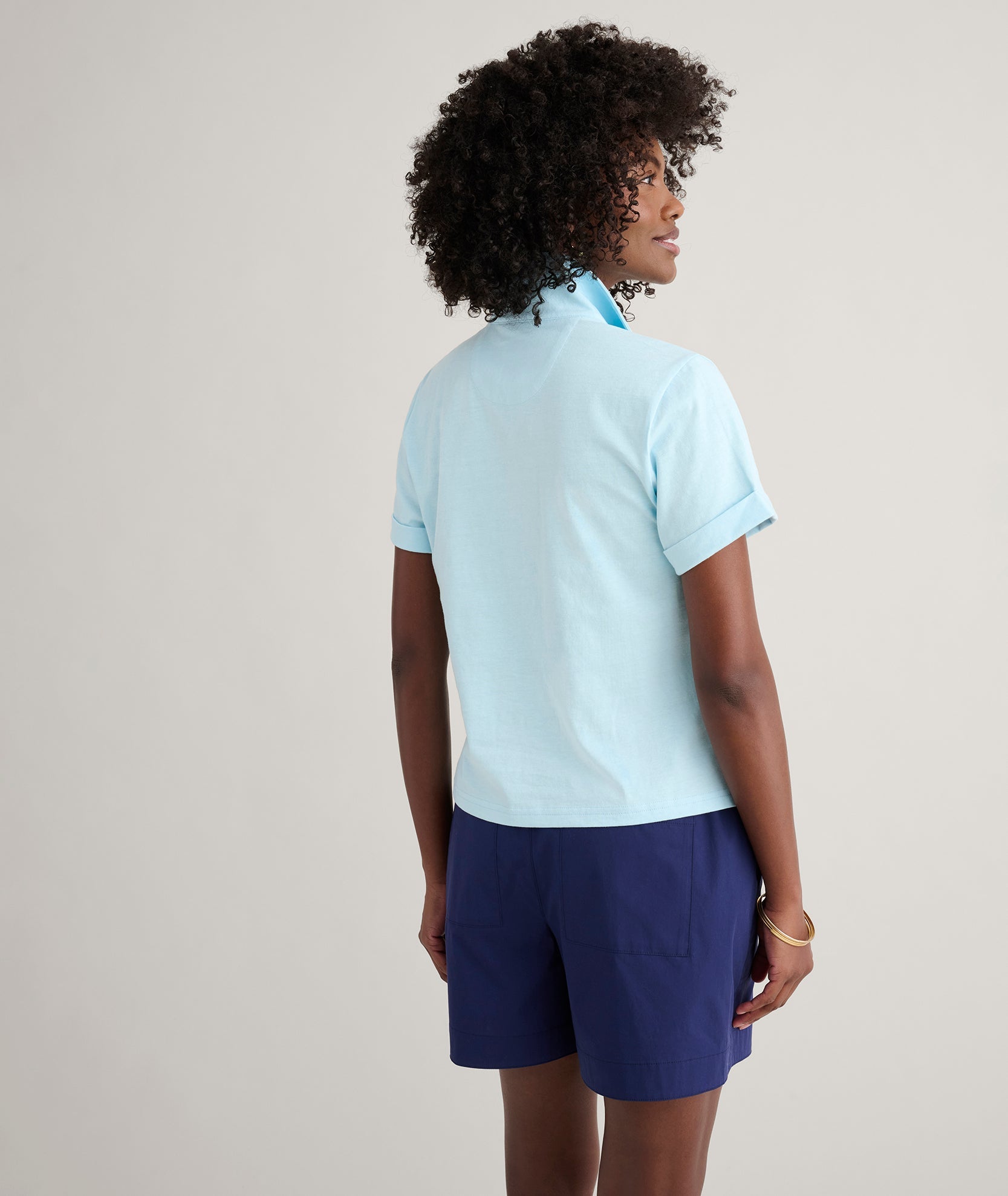 UNTUCKit Cotton Knit Shelby Polo Solid Aqua Blue