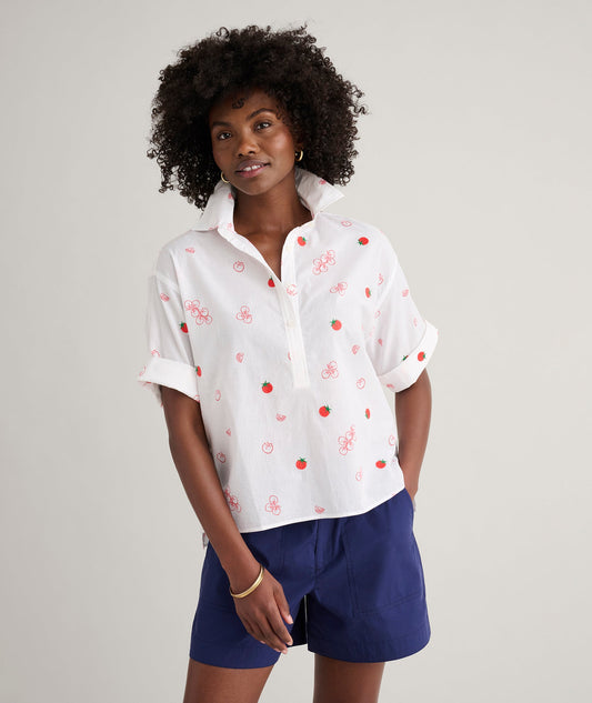 UNTUCKit Cotton Tomato Print Chrissy Shirt Tomato Print