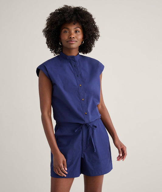 UNTUCKit Cotton Poplin Drawstring Elsa Shirt Solid Navy