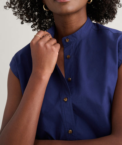 UNTUCKit Cotton Poplin Drawstring Elsa Shirt Solid Navy