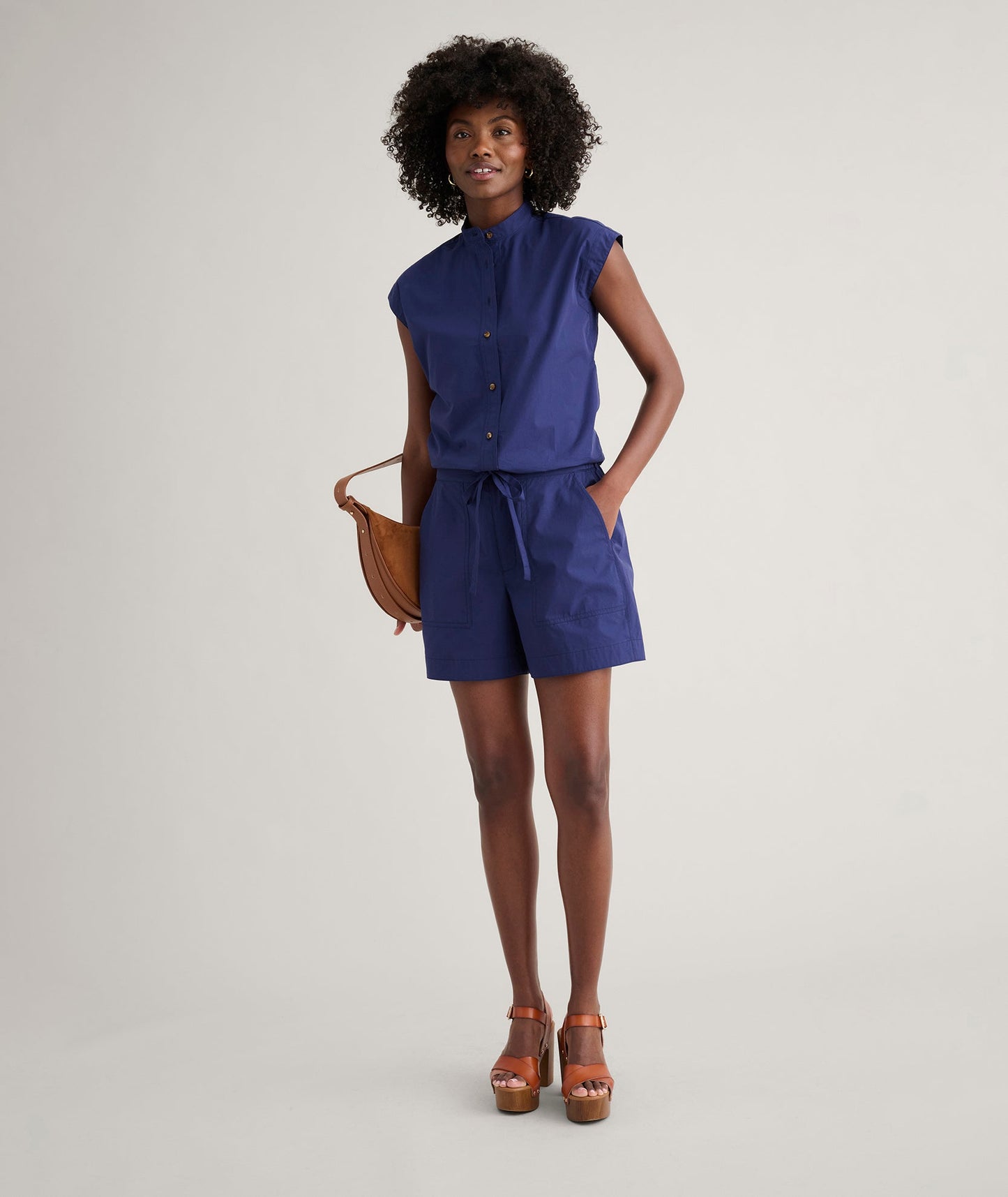 UNTUCKit Cotton Poplin Ada Short Solid Navy