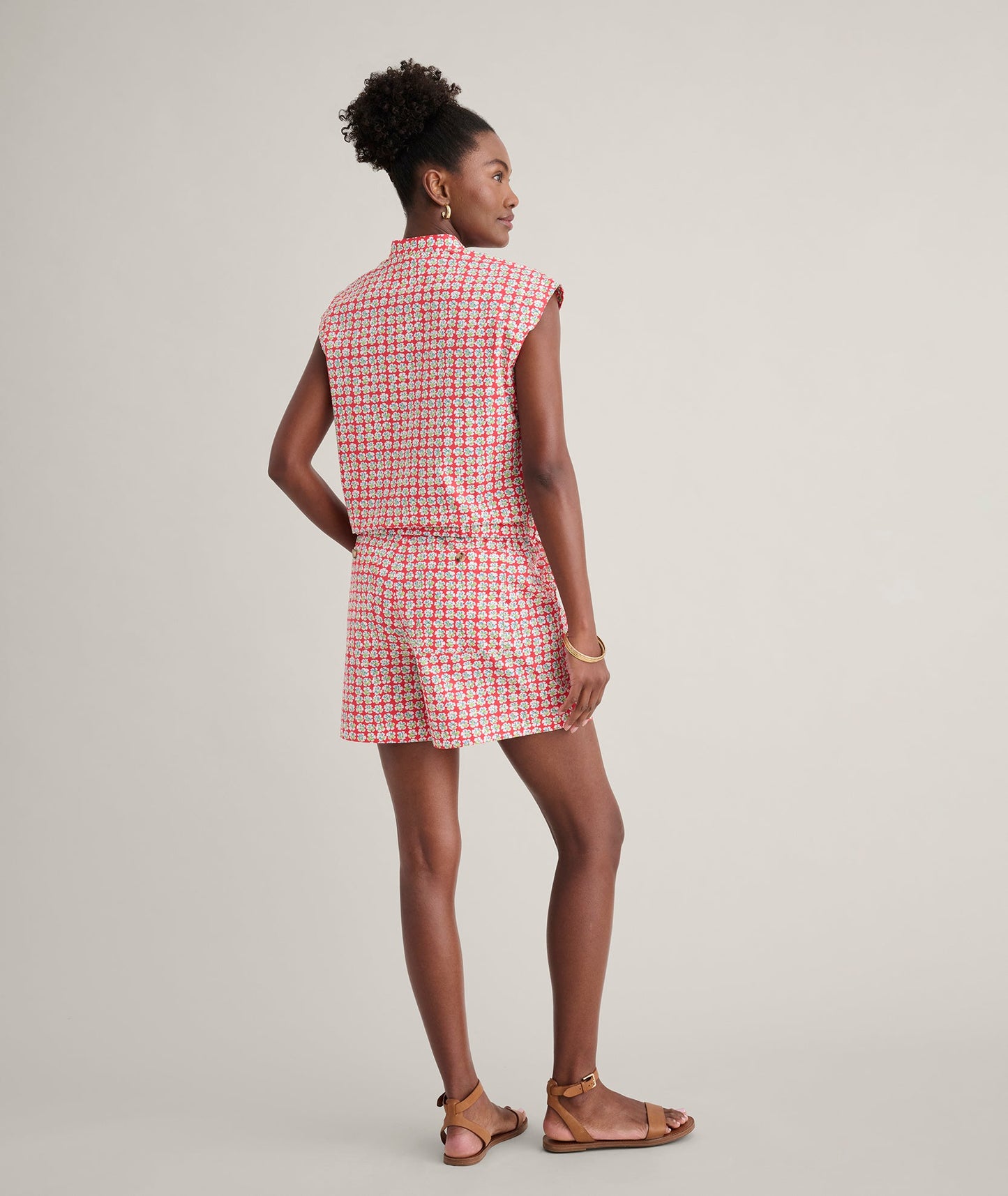 UNTUCKit Cotton Poplin Drawstring Elsa Shirt Red Mini Floral print