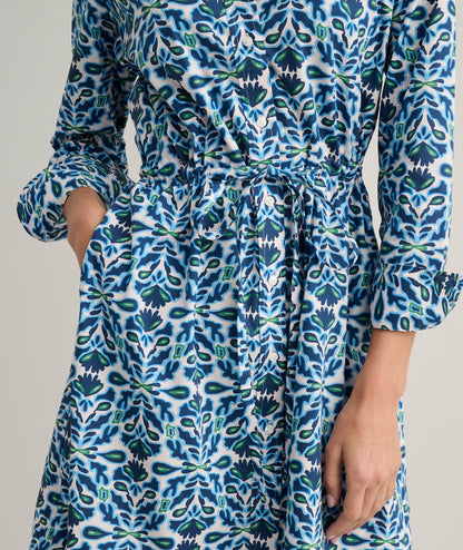 UNTUCKit Stretch Cotton Poplin Taylor Shirtdress Blue Multi