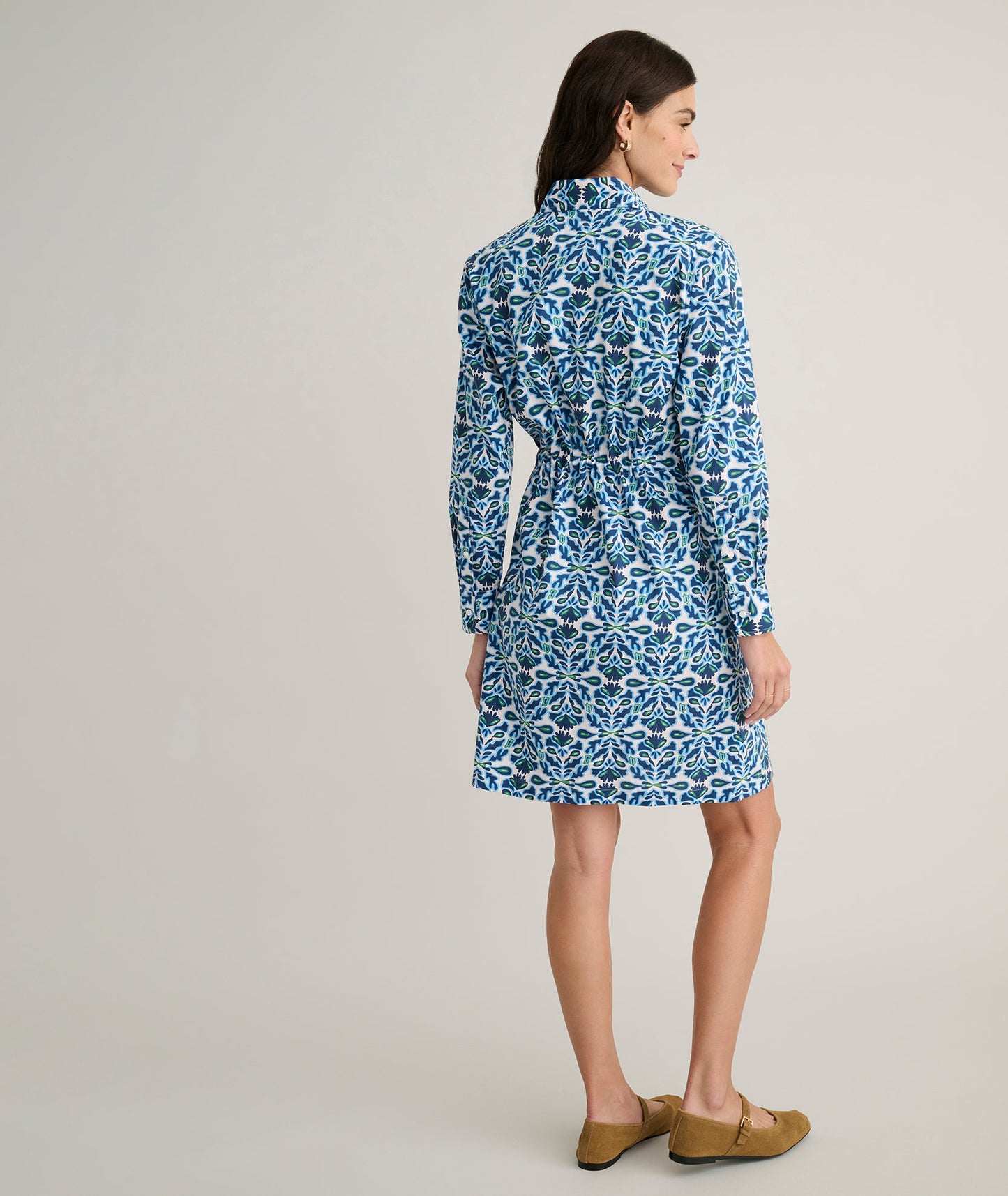 UNTUCKit Stretch Cotton Poplin Taylor Shirtdress Blue Multi