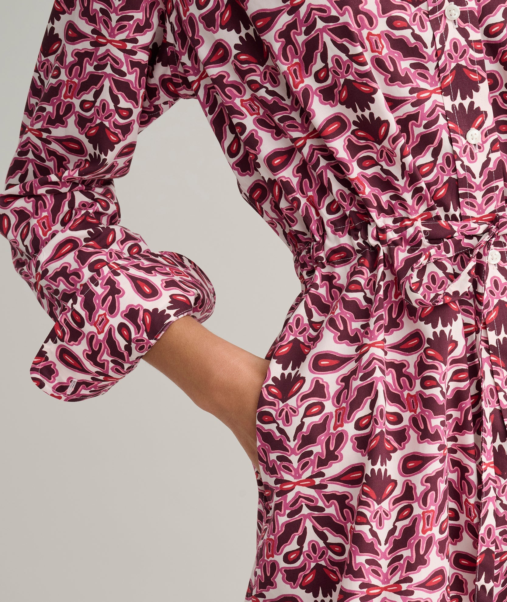 UNTUCKit Stretch Cotton Poplin Taylor Shirtdress Pink Multi