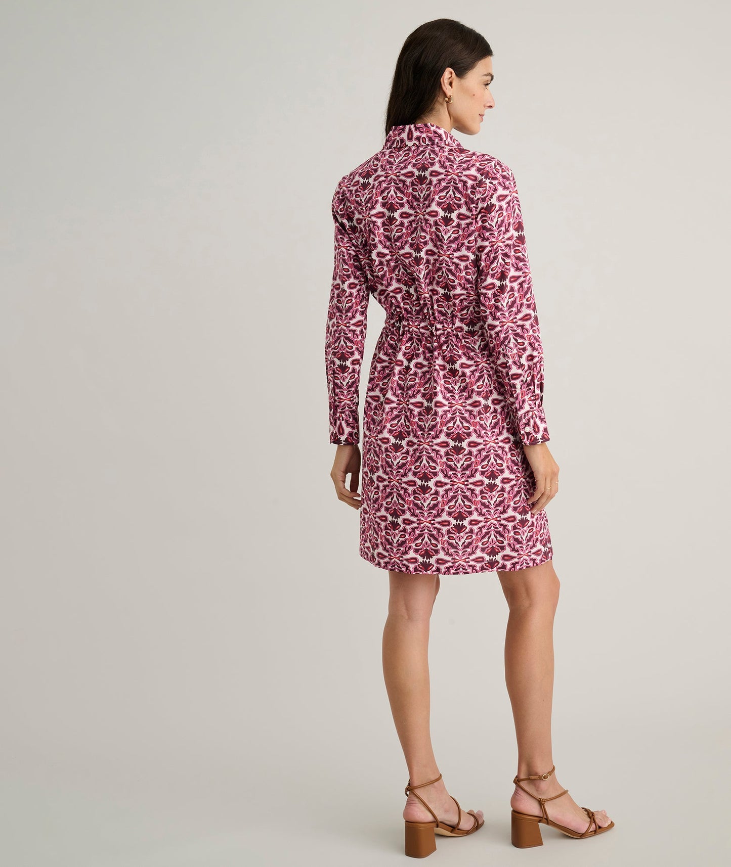 UNTUCKit Stretch Cotton Poplin Taylor Shirtdress Pink Multi