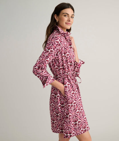 UNTUCKit Stretch Cotton Poplin Taylor Shirtdress Pink Multi