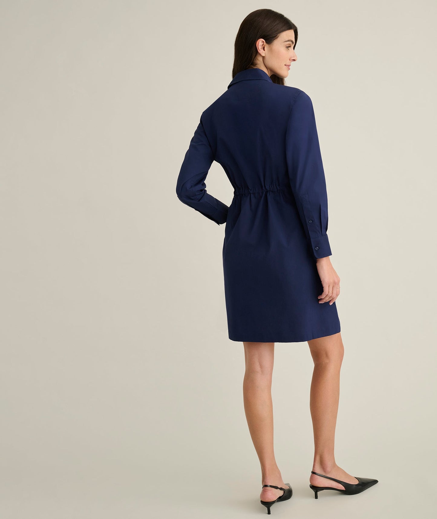 UNTUCKit Stretch Cotton Poplin Taylor Shirtdress Navy