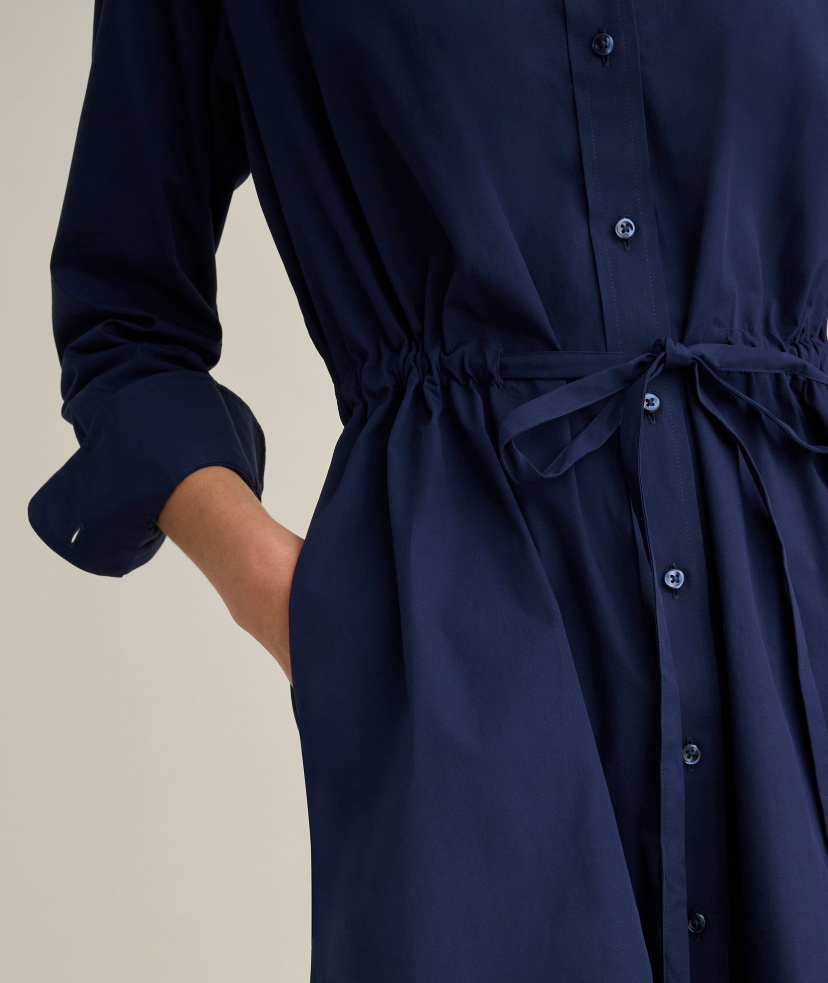 UNTUCKit Stretch Cotton Poplin Taylor Shirtdress Navy