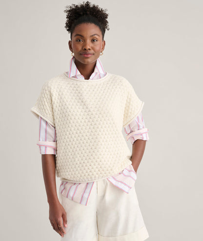 UNTUCKit Cotton Cap Sleeve Emily Sweater Cream Sweater