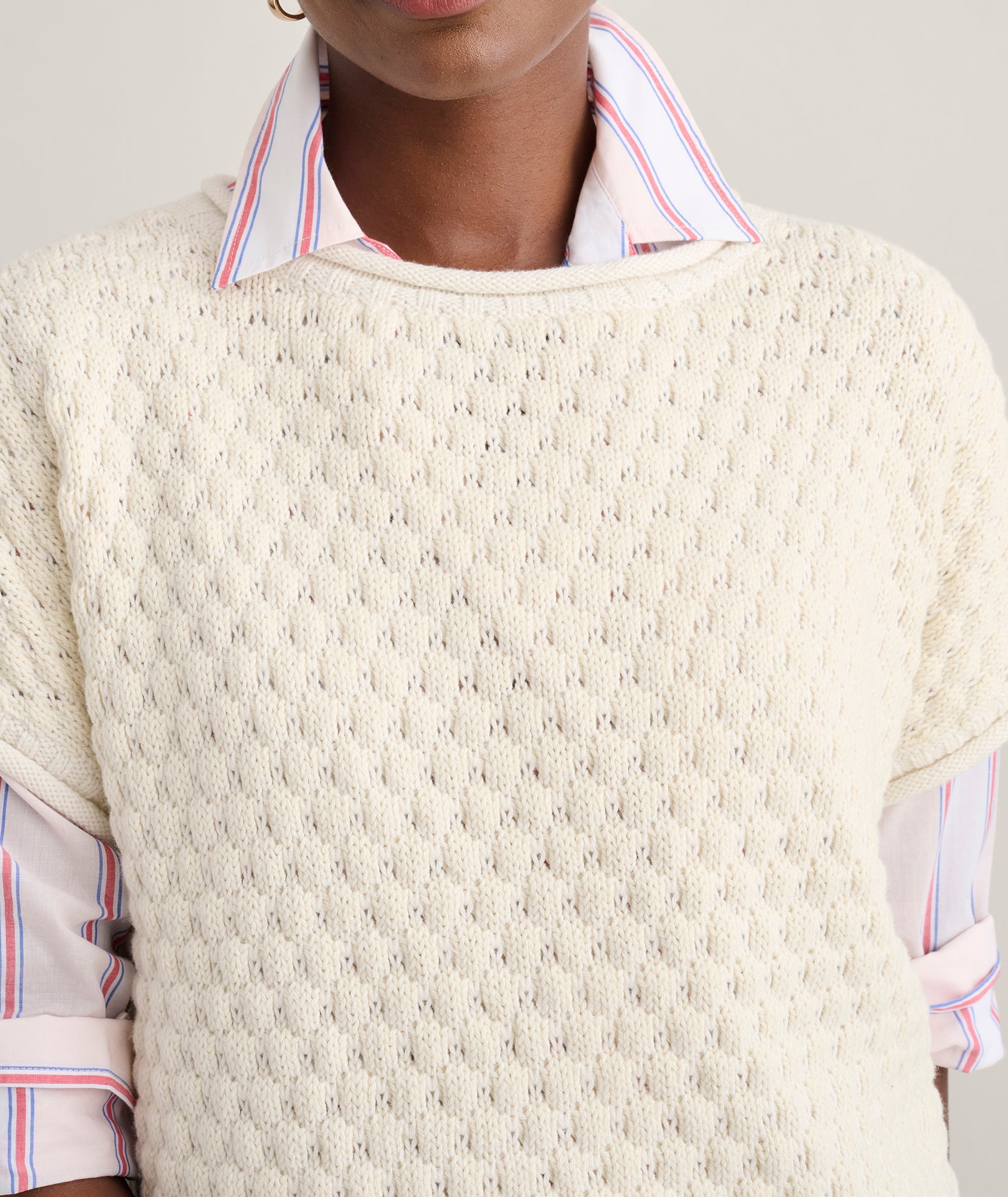 UNTUCKit Cotton Cap Sleeve Emily Sweater Cream Sweater