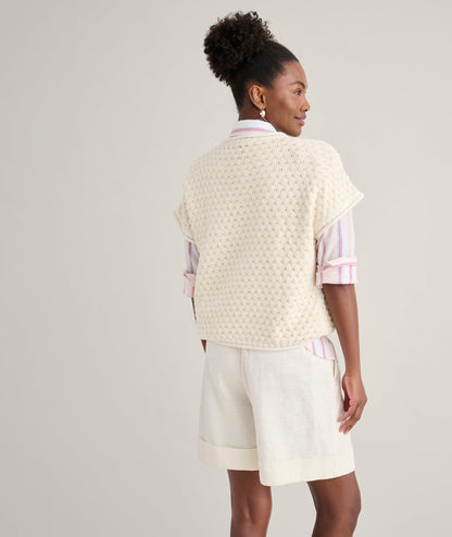 UNTUCKit Cotton Cap Sleeve Emily Sweater Cream Sweater