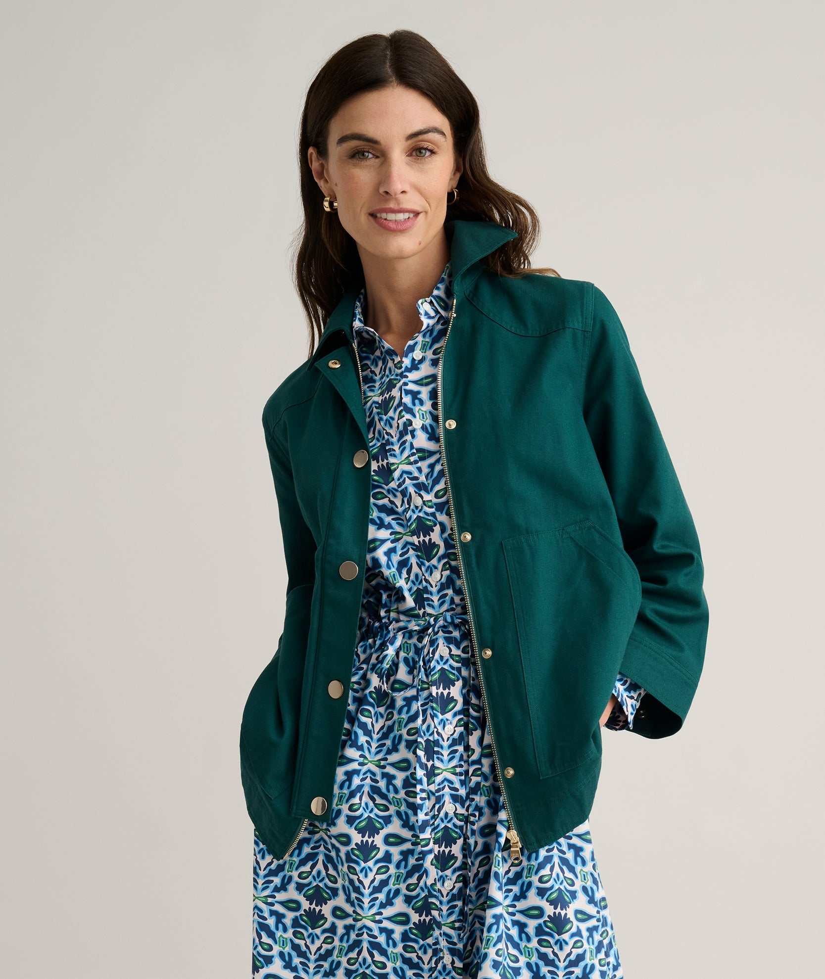 UNTUCKit Cotton Canvas Logan Jacket Teal